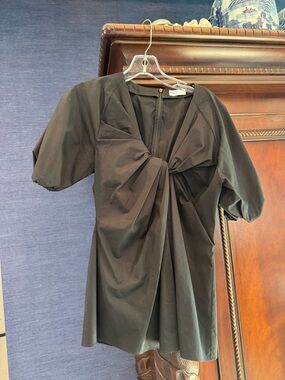 Rosetta Getty Black Twist-Front Mini Dress